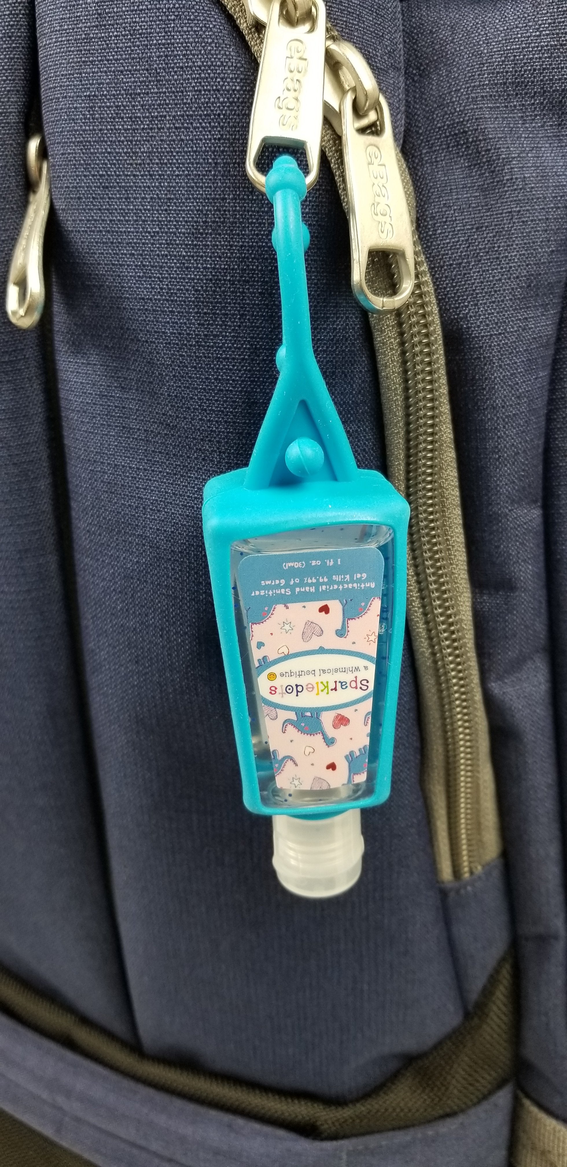 Sparkledots Hand Sanitizer 3-Pack w/Blue Backpack Holder