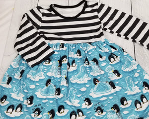 Silly Striped Ice Sculpting Penguins Winter Dress