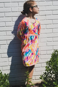 Bright Colors Tie-Dye L/S Dress