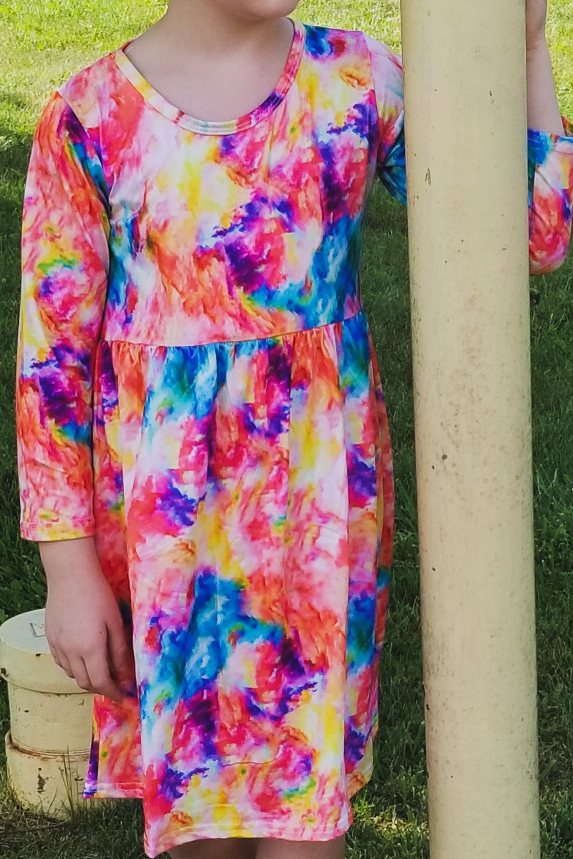 Bright Colors Tie-Dye L/S Dress