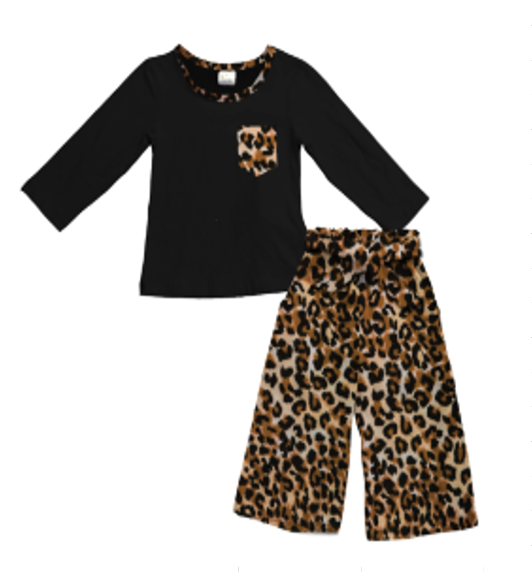 Fall Preorder: Black Leopard Wide Leg Pants Outfit