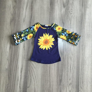 Fall Preorder: Blue Sunflowers Ruffle Sleeve Tee