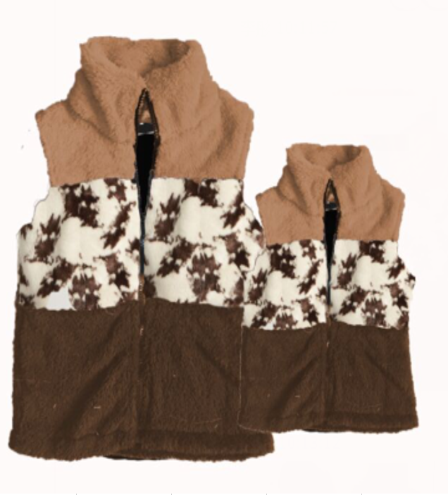 Fall Preorder: Cowhide Sherpa Zip-Up Vest