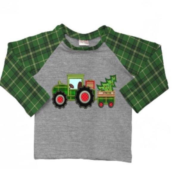 Preorder: Green Plaid Tree Tractor Shirt