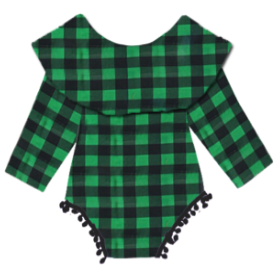 Green and Black Buffalo Plaid Romper