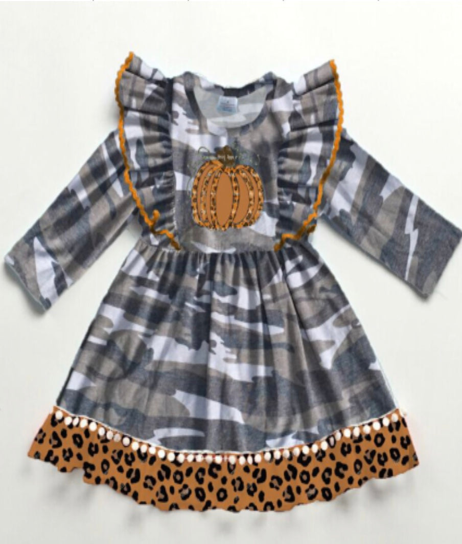 Fall Preorder: Camo & Leopard Pumpkin Dress