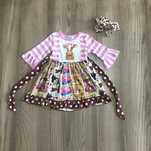 Fall Preorder: Pink Patchwork Cow Dress