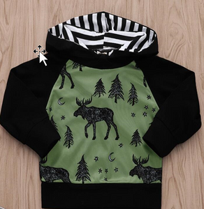 Moose Hoodie Green & Black Preorder $22.99