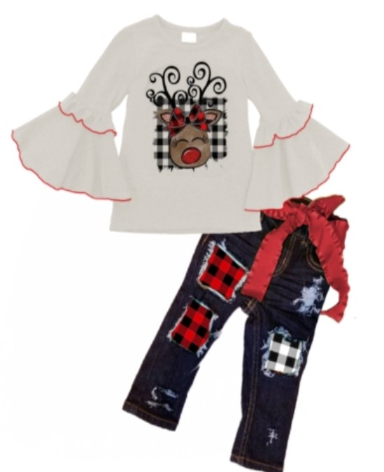 PreOrder: Sweet Reindeer Bell Shirt & Denim