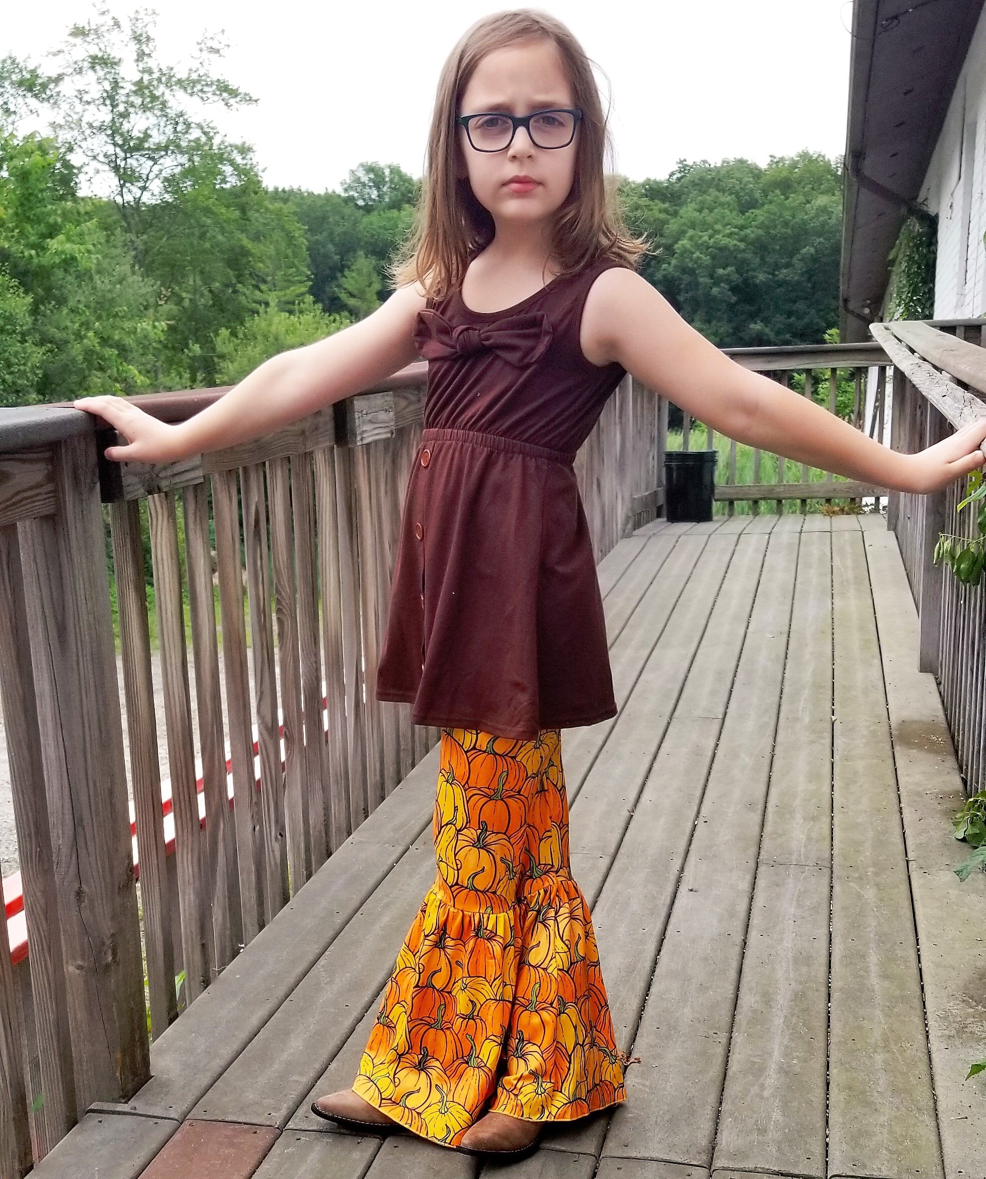 Oh My Gourds! Pumpkin Bell Bottom Pants