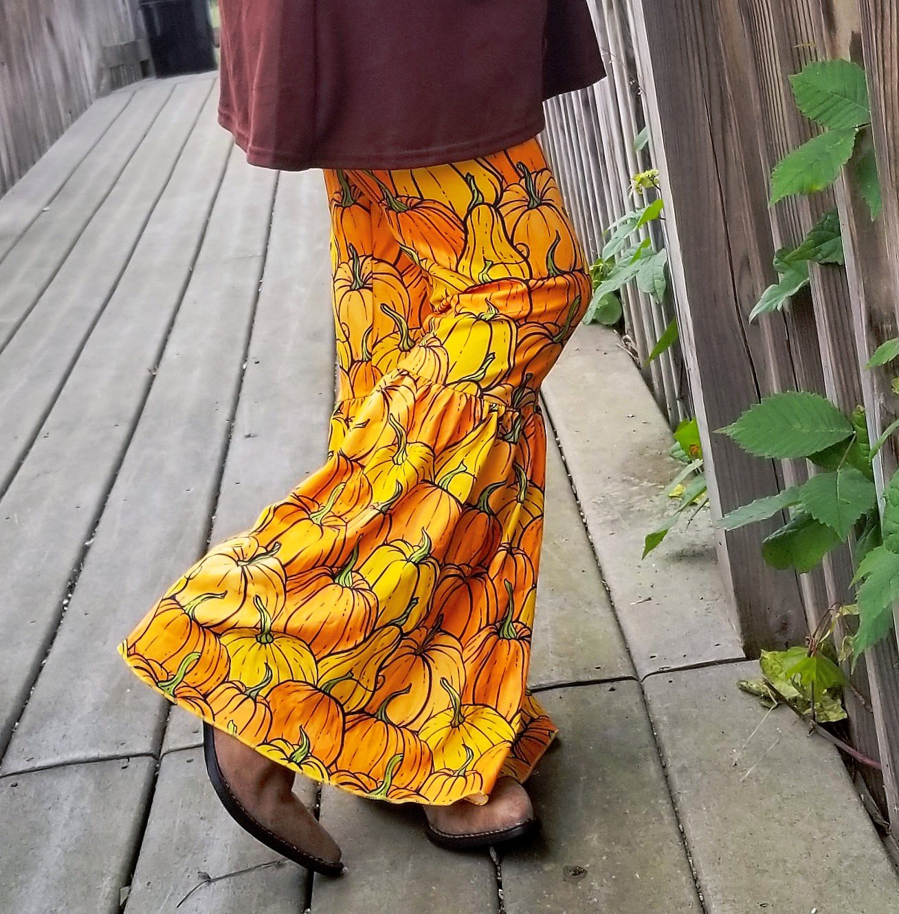 Oh My Gourds! Pumpkin Bell Bottom Pants