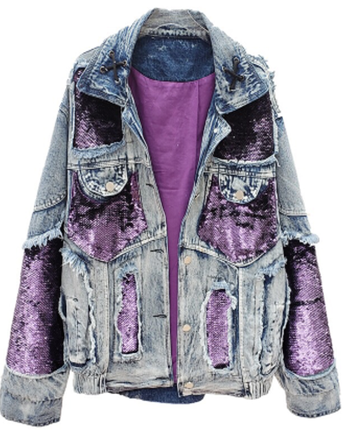 Purple Sequins and Denim Jacket Preorder