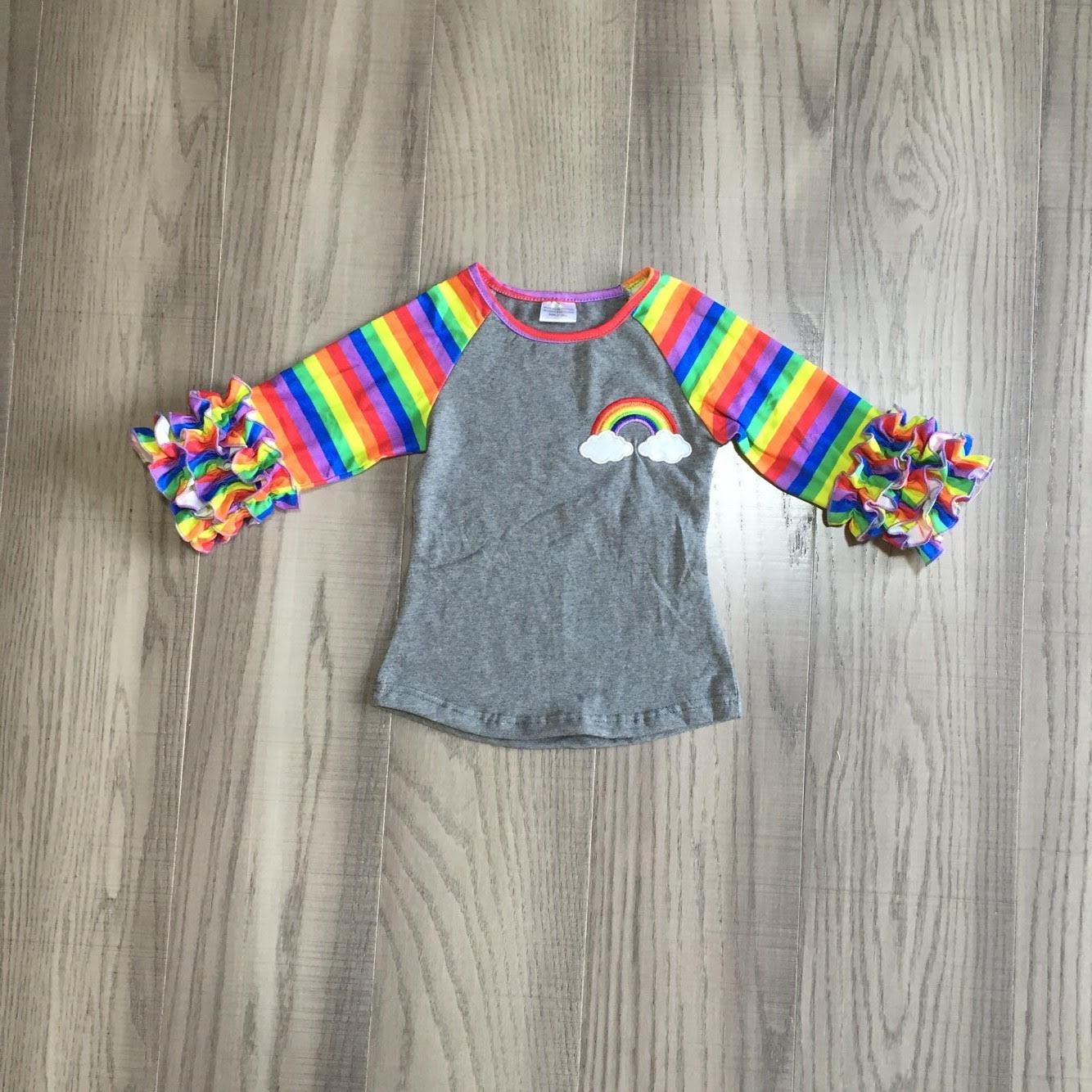 Fall Preorder: Rainbow Ruffle Sleeve Top