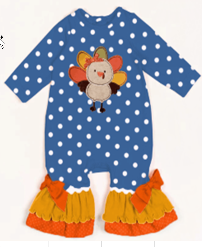 Patchwork Turkey Cutie Ruffle Romper [PREORDER]