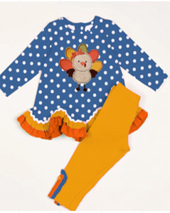 Patchwork Turkey Cutie Ruffle Pants Outfit [PREORDER]