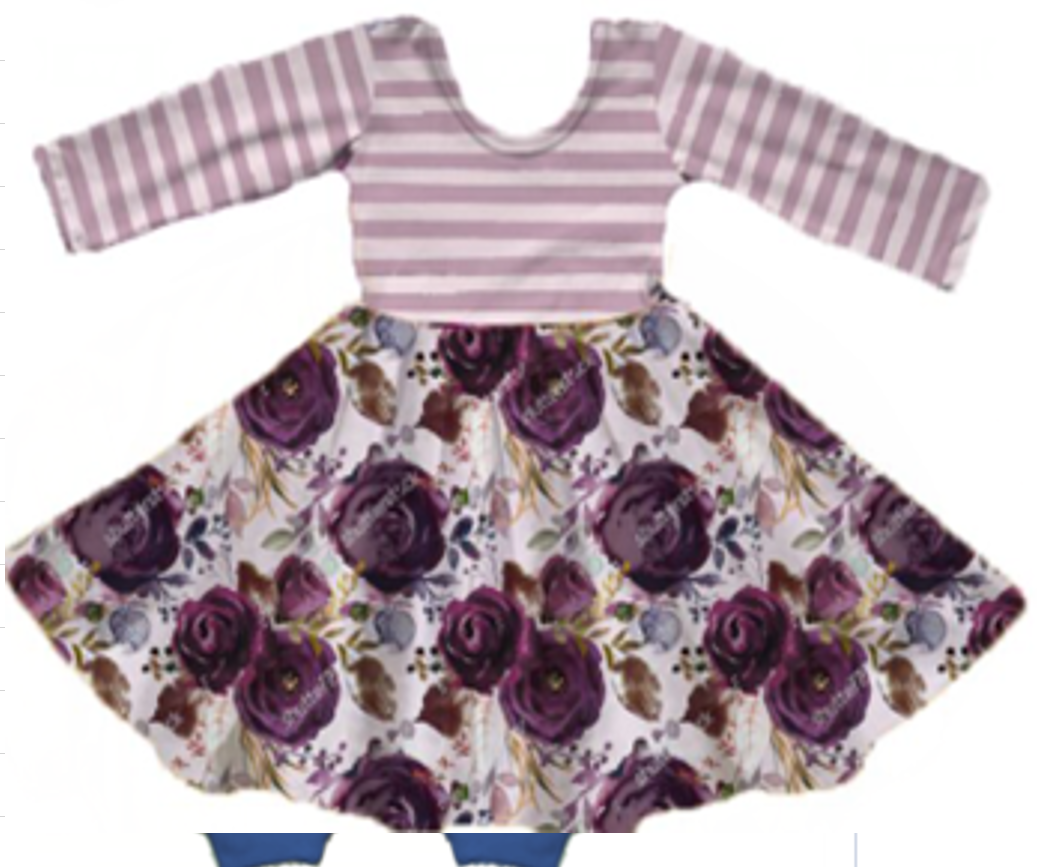 Perfectly Purple Striped Floral Dress [PREORDER]