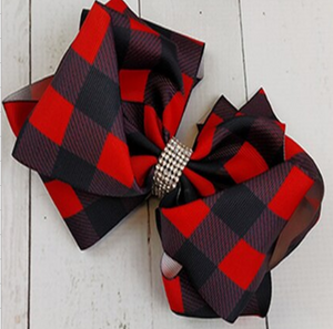 Red Plaid Sparkle Hairbow [PREORDER]