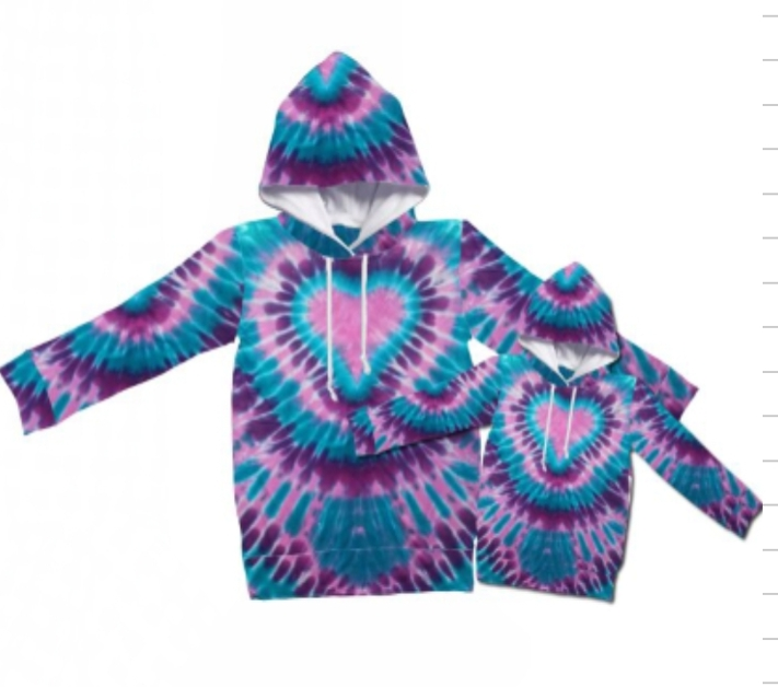 Heart Tie Dye Hooded Top - Purple/Blue [PREORDER]