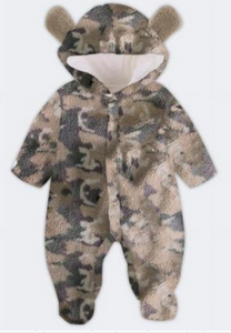 Fuzzy Fleece Hooded Romper - Camo [PREORDER]