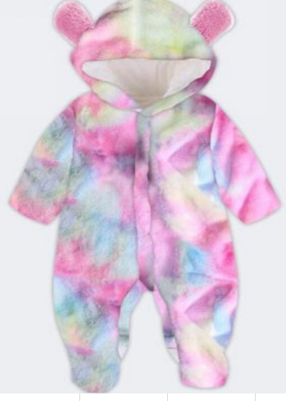 Fuzzy Fleece Hooded Romper - Tie Dye [PREORDER]