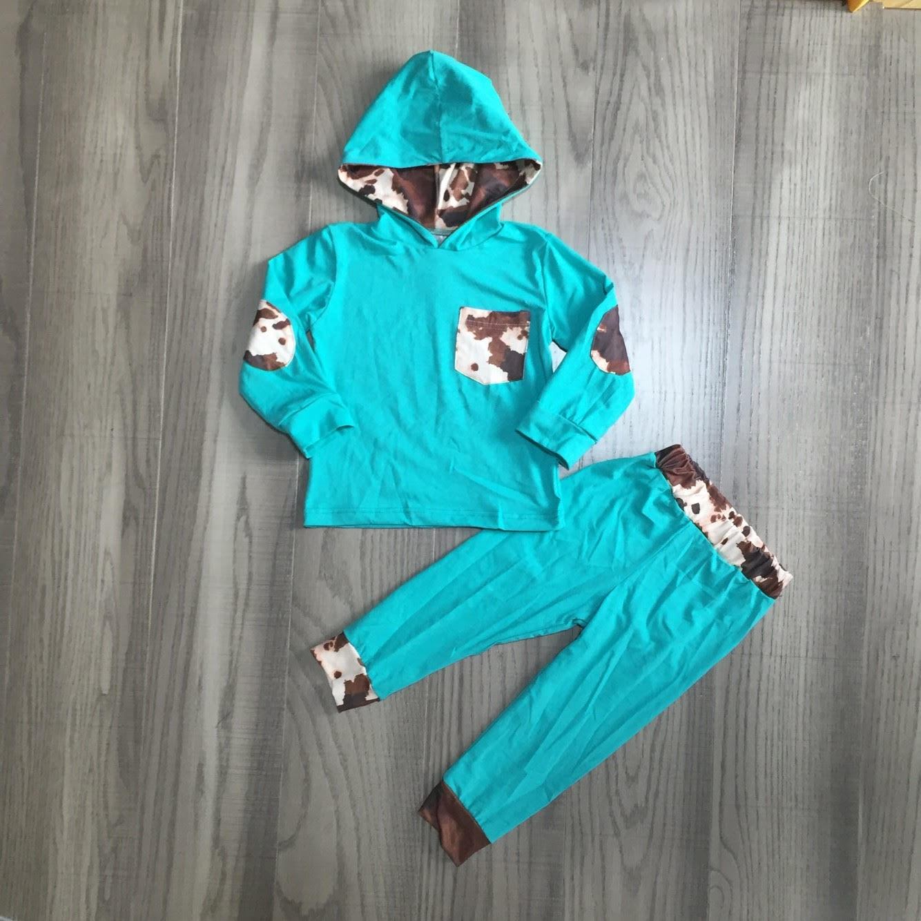 Fall Preorder: Teal/Cowhide Fuzzy Loungewear Outfit