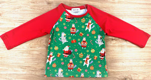 Sparkledots Exclusive! Festive Unicorns Solid Sleeve Holiday Tee