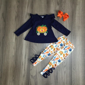 Fall Preorder: Pumpkin Carriage Lattice Detail Pants Outfit