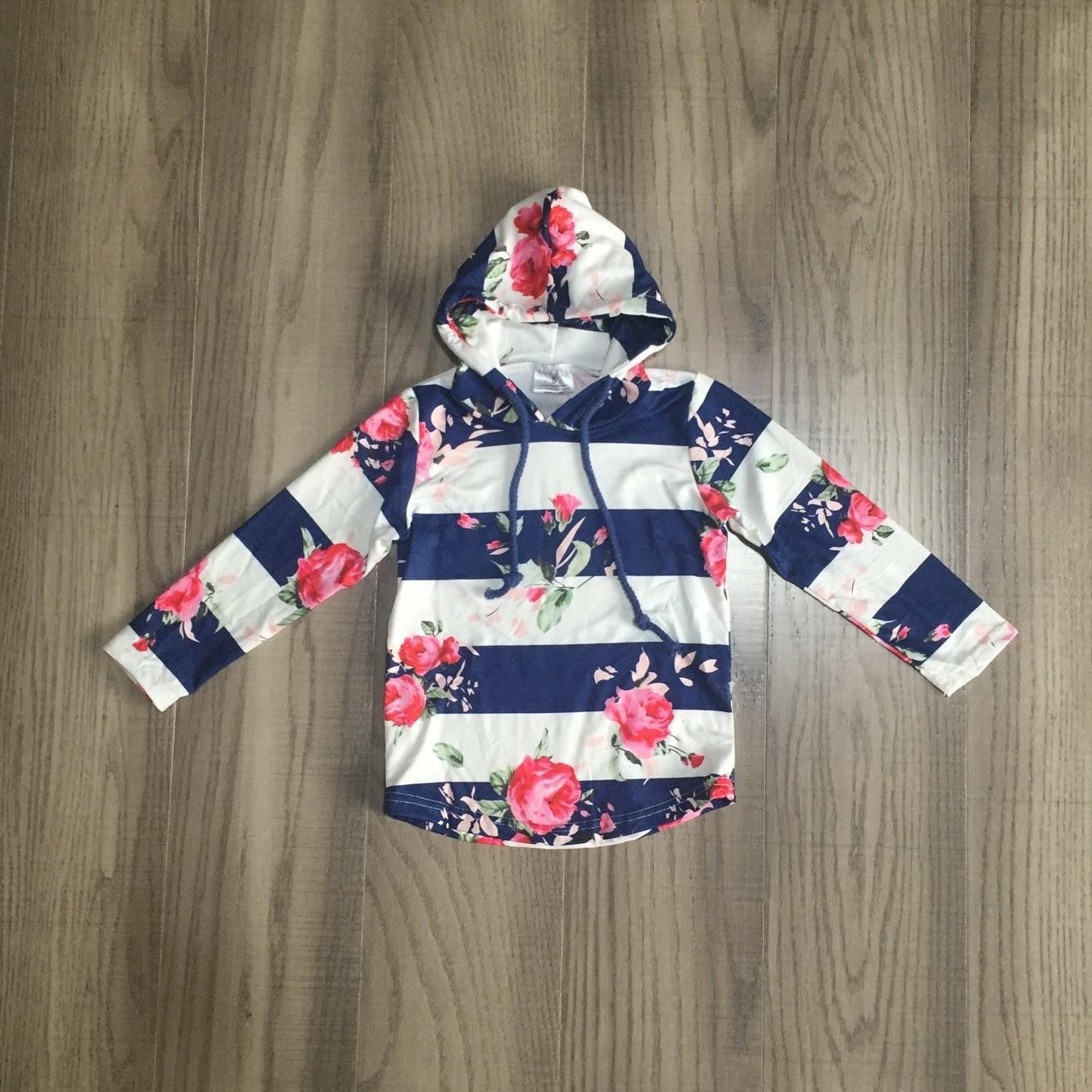 Fall Preorder: Navy Striped Floral Hoodie