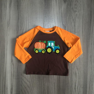 Fall Preorder: Brown Pumpkin Tractor Tee (Boys)