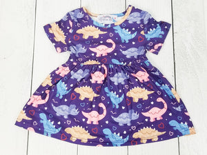 Preorder: Fletcher Lane Purple Dancing Dinos Dress