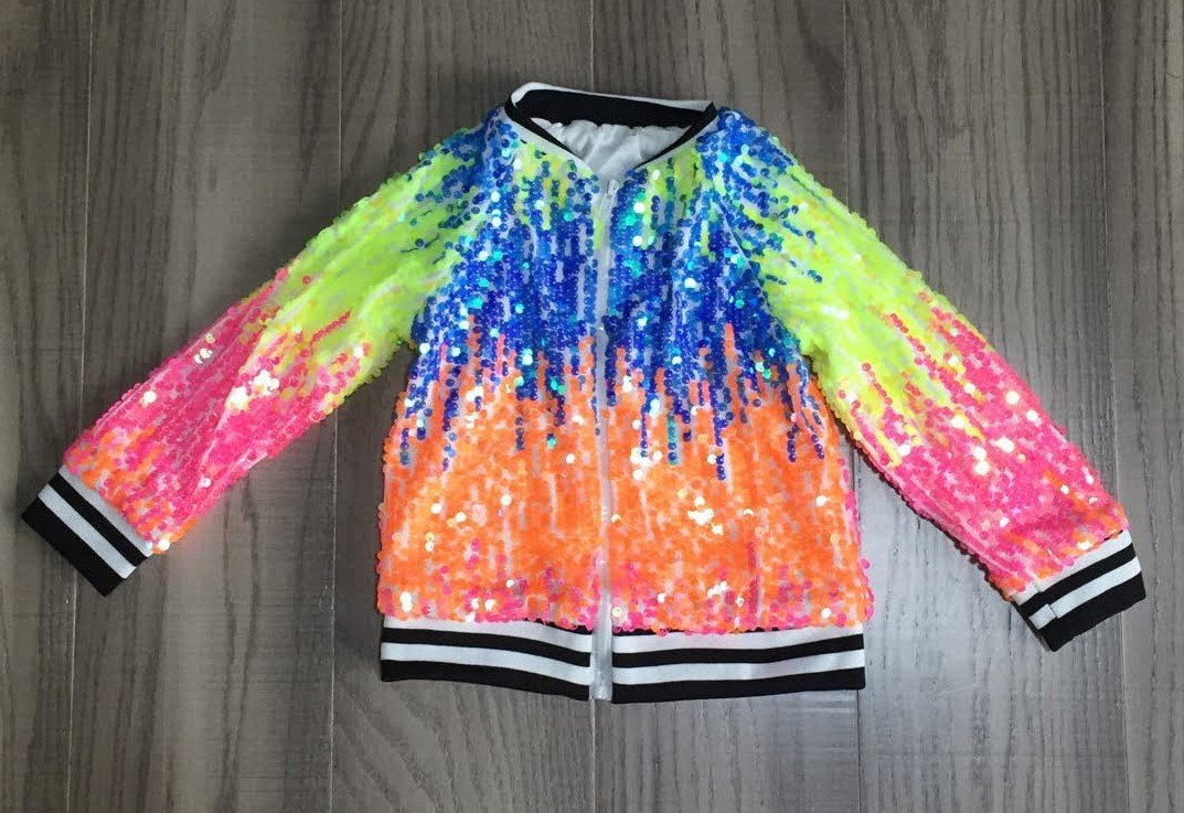 Fall Preorder: Neon Explosion Sequined Bomber Jacket