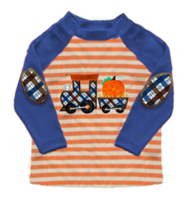 Fall Preorder: Pumpkin Train Applique and Elbow Patches Shirt